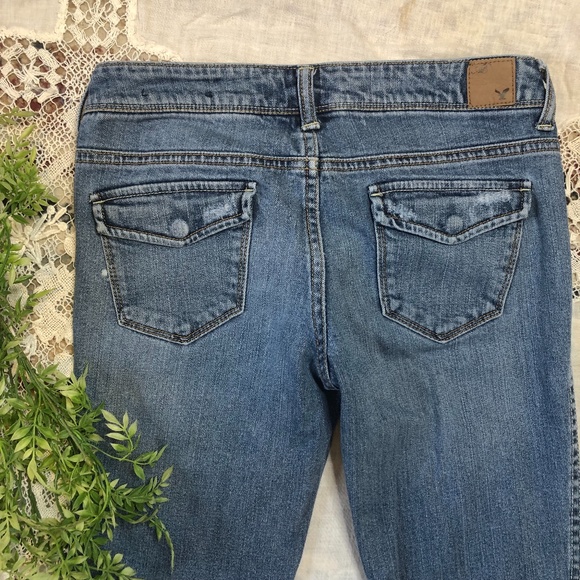 American Eagle Women's 4R Jeans Stretch Vintage Flare Low Rise Y2K Distressed - Picture 4 of 5